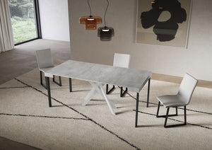 Consolle allungabile 90x40/300 cm Sakuro Cemento gambe bianche