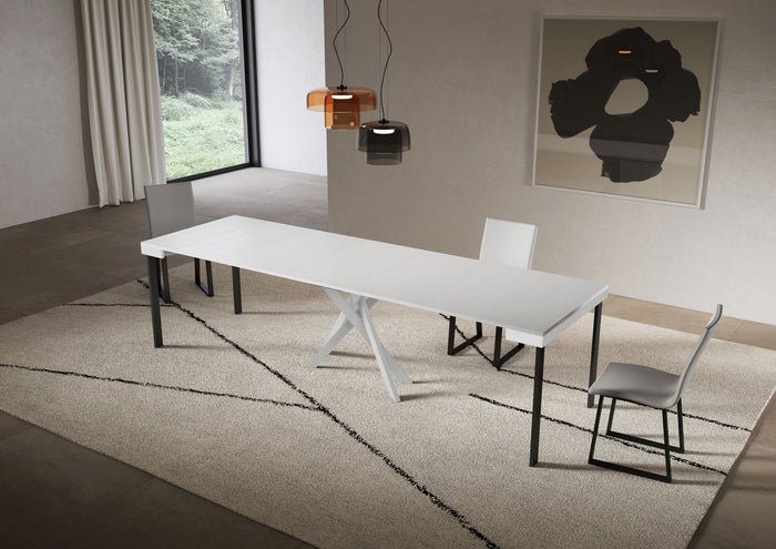 Consolle allungabile 90x40/300 cm Sakuro Evolution Bianco Frassino gambe bianche