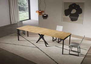 Consolle allungabile 90x40/300 cm Sakuro Evolution Quercia Natura gambe antracite