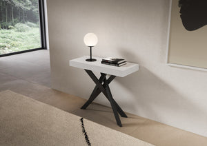 Consolle allungabile 90x40/196 cm Saki Small Premium Bianco Frassino gambe antracite