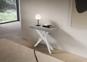 Consolle allungabile 90x40/196 cm Saki Small Premium Cemento gambe bianche