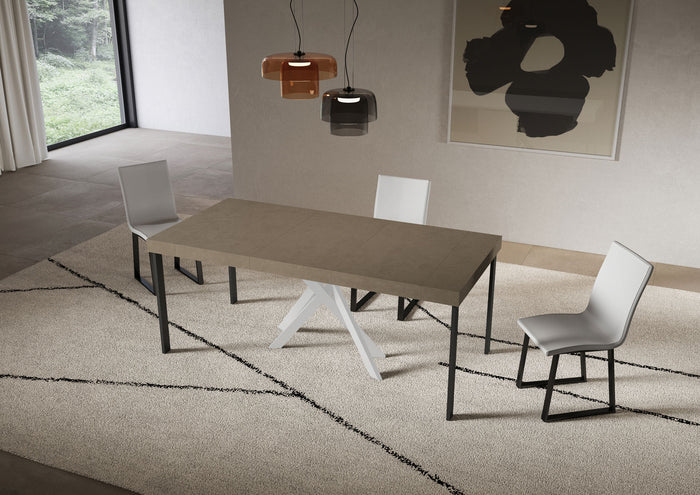 Consolle allungabile 90x40/196 cm Saki Small Premium Tortora gambe bianche