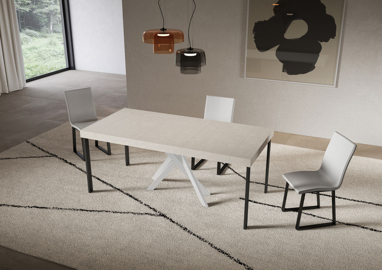 Consolle allungabile 90x40/300 cm Sakuro Premium Cashmere gambe bianche