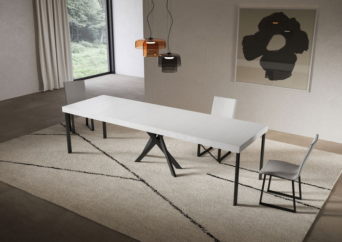 Consolle allungabile 90x40/300 cm Sakuro Premium Bianco Frassino gambe antracite