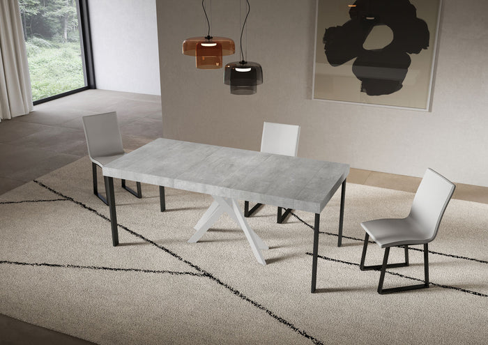 Consolle allungabile 90x40/196 cm Saki Small Premium Cemento gambe bianche