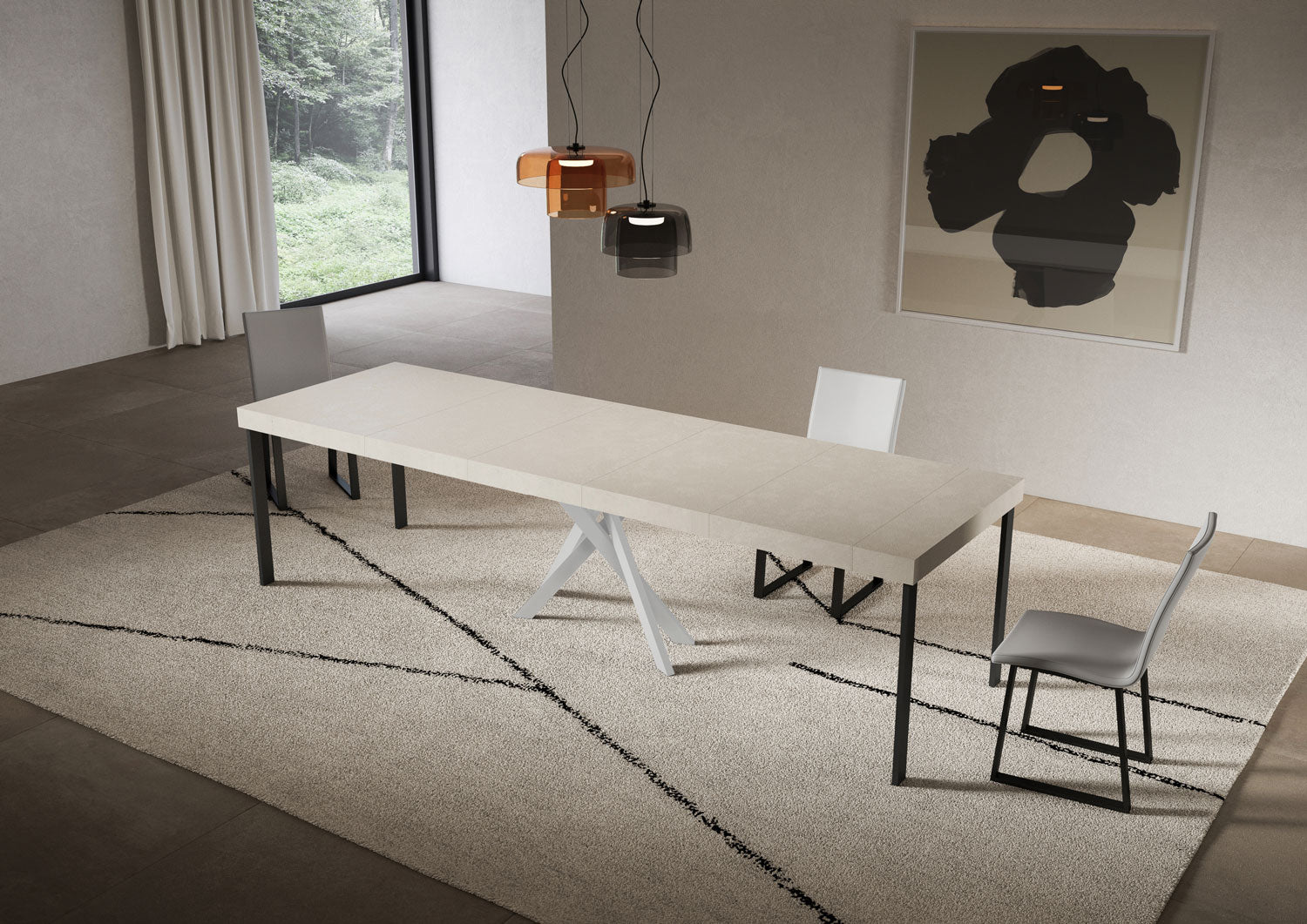 Consolle allungabile 90x40/300 cm Sakuro Premium Cashmere gambe bianche