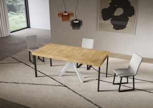 Consolle allungabile 90x40/300 cm Sakuro Premium Quercia Natura gambe bianche