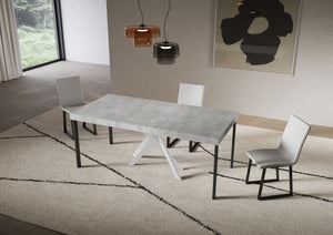 Consolle allungabile 90x40/300 cm Sakuro Premium Cemento gambe bianche