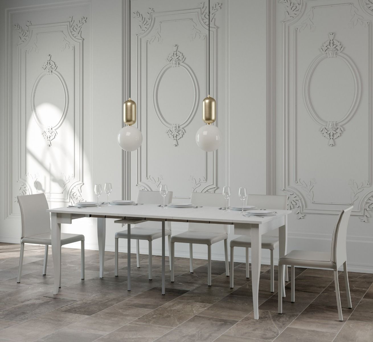 Consolle allungabile 90x48/308 cm Sciara Bianco Frassino