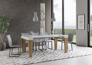 Consolle allungabile 90x40/300 cm SpimboX Mix piano Bianco Frassino - struttura Quercia Natura