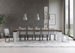 Consolle allungabile 90x40/300 cm SpimboX Mix piano Noce - struttura Bianco Frassino