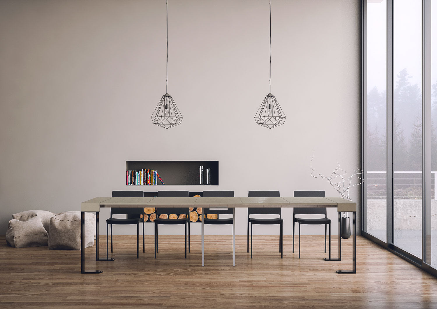 Consolle allungabile 90x40/300 cm Tekno Cashmere telaio Antracite