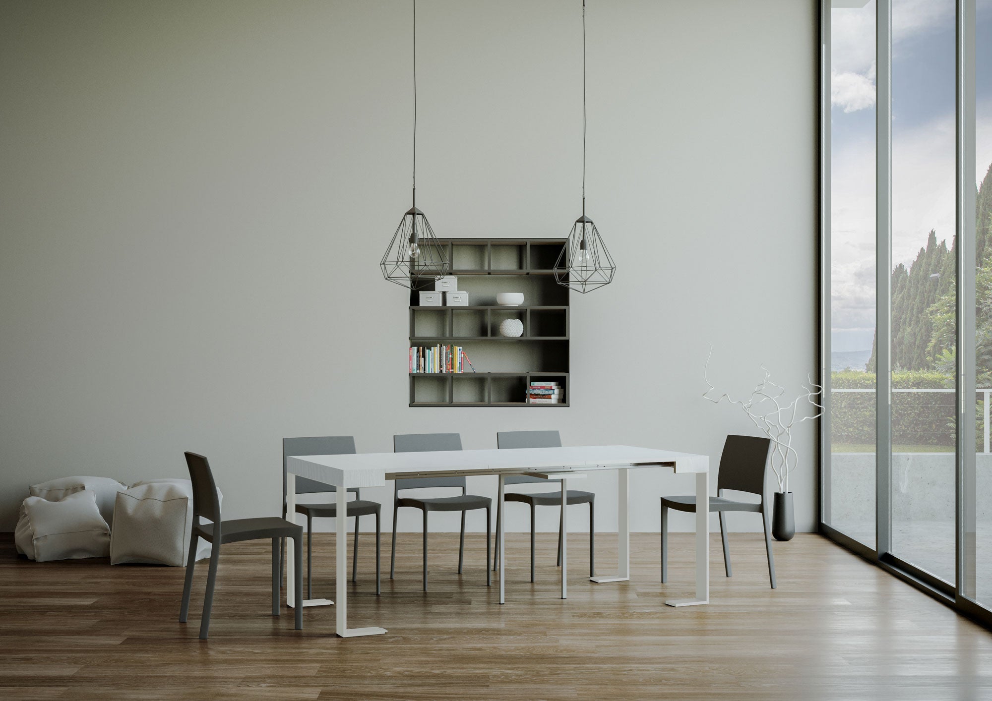 Consolle allungabile 90x40/196 cm Tekno Small Bianco Frassino telaio Bianco