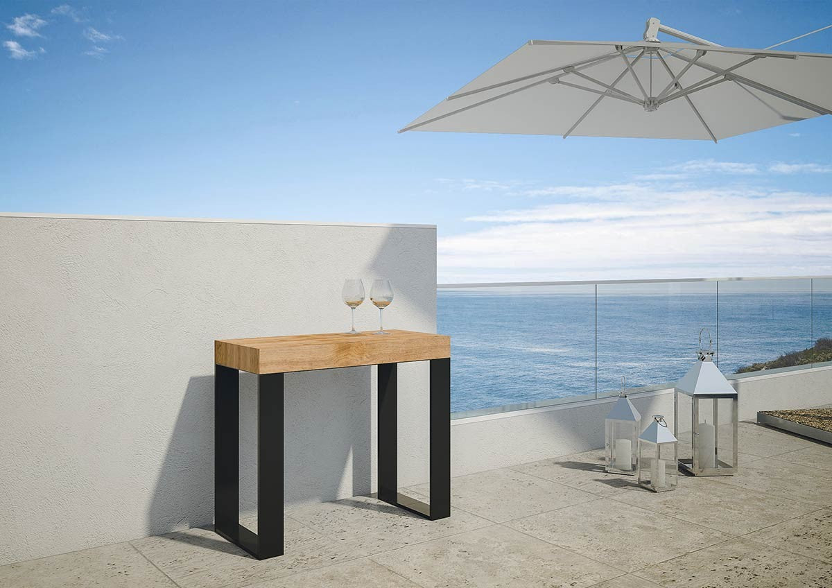 Consolle allungabile 90x40/290 cm Tekno Abete Tinto telaio Antracite