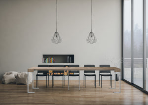 Consolle allungabile 90x40/300 cm Tekno Quercia Natura telaio Bianco