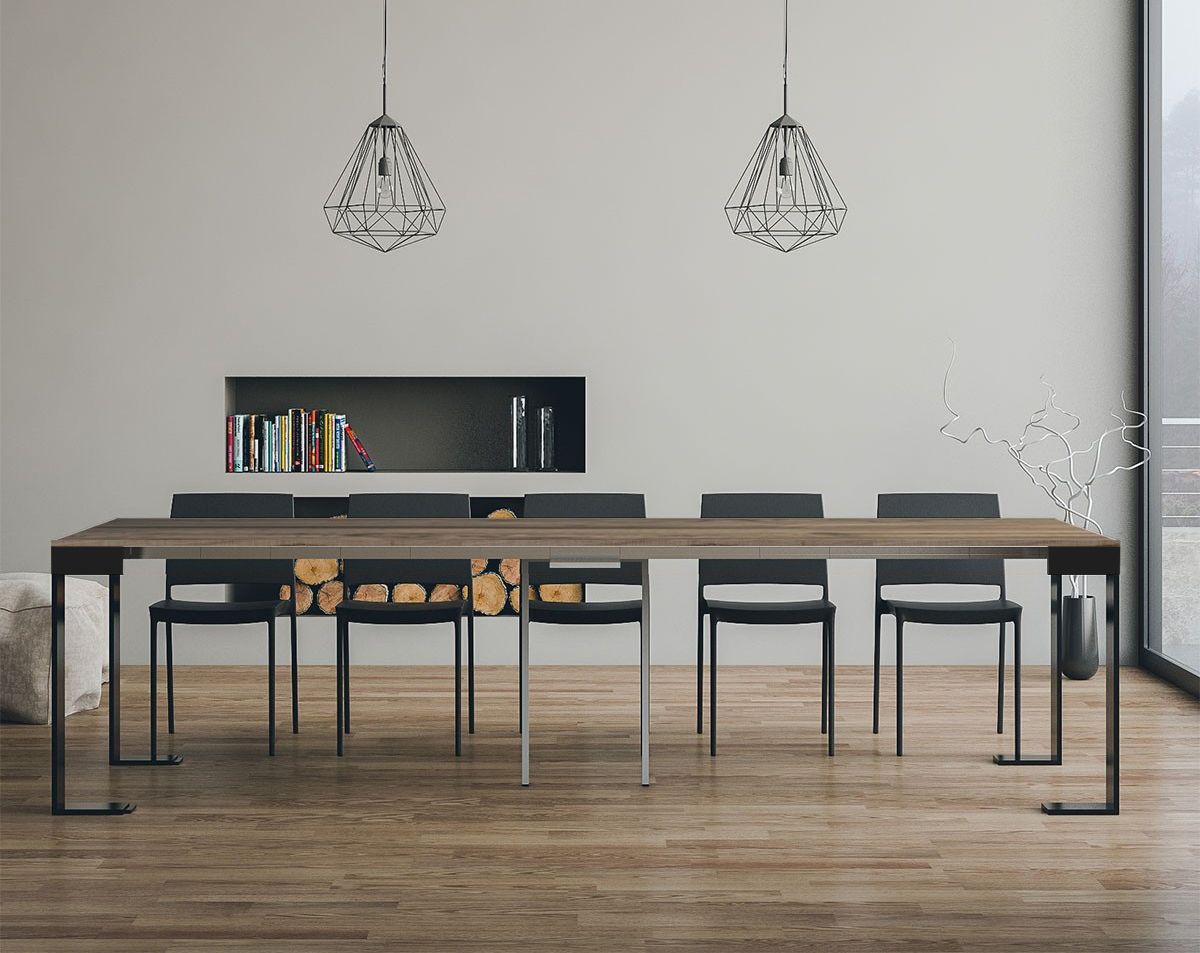 Consolle allungabile 90x40/300 cm Tekno Evolution Quercia Natura telaio Antracite