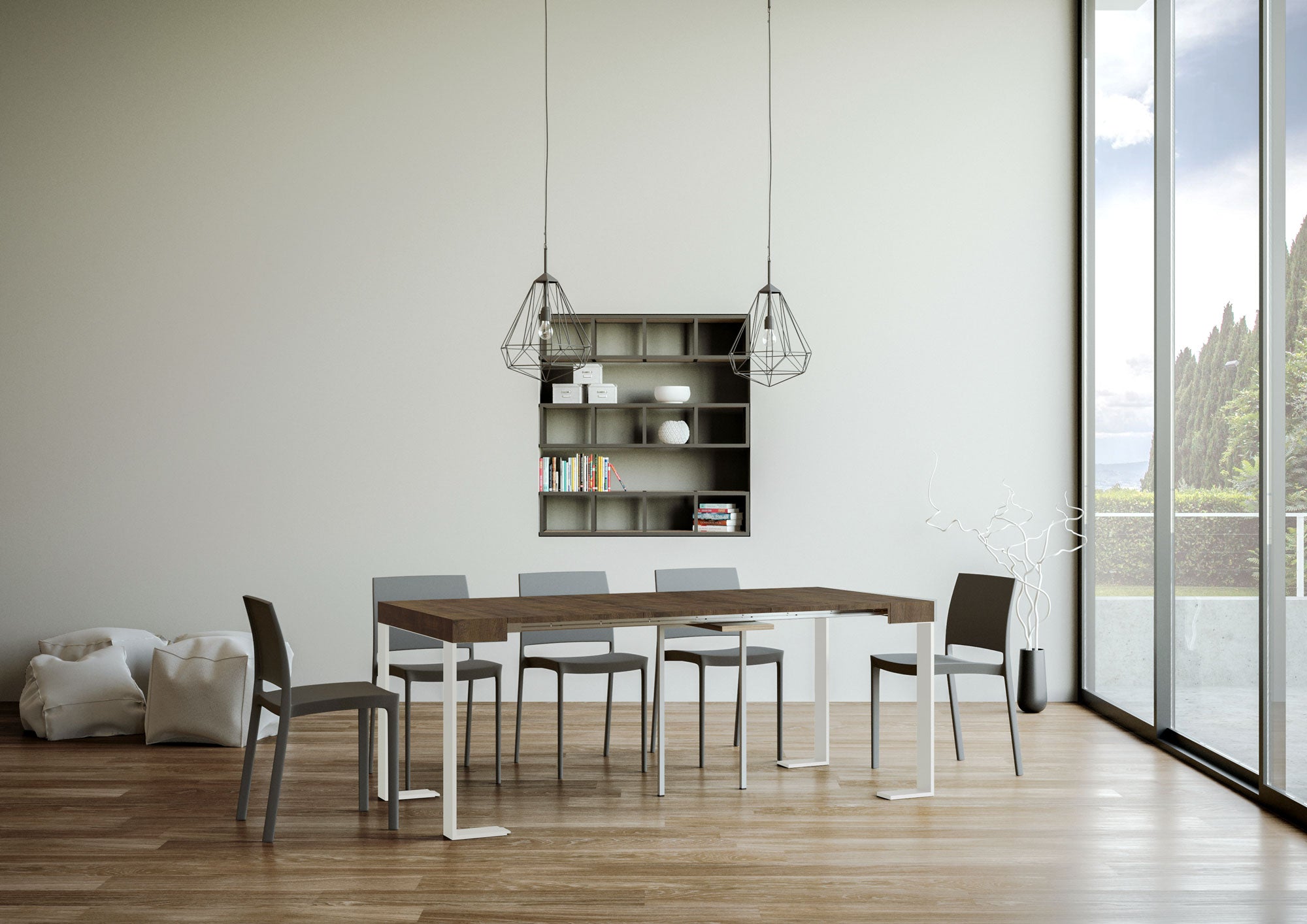 Consolle allungabile 90x40/300 cm Tekno Cemento telaio Bianco