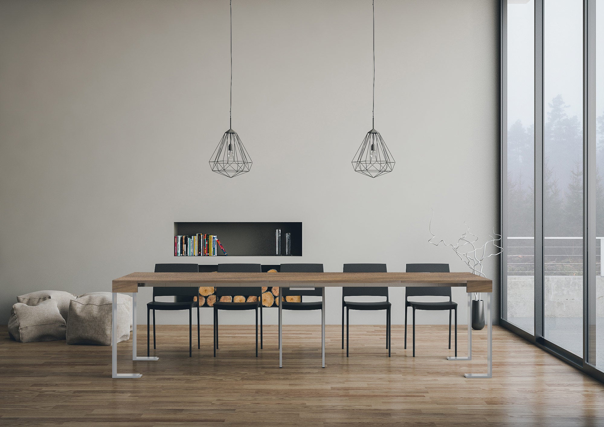 Consolle allungabile 90x40/300 cm Tekno Cemento telaio Bianco