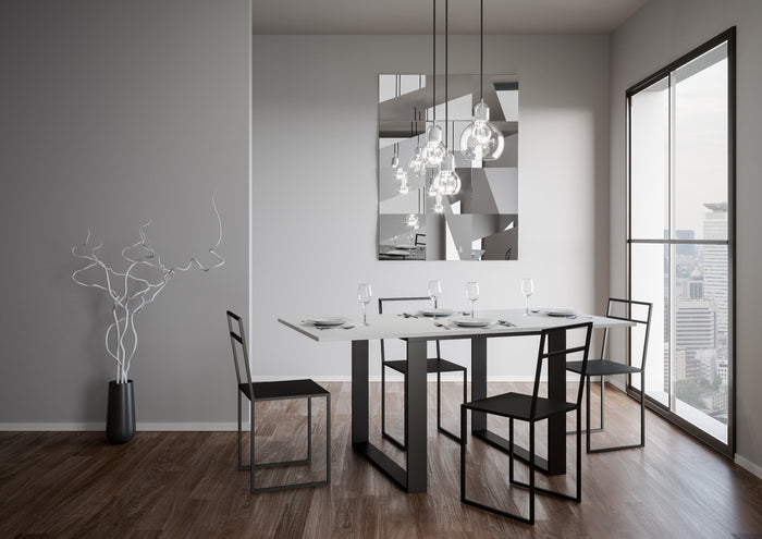 Consolle apribile 90x45/90 cm Tekno Libra Bianco Frassino telaio Antracite