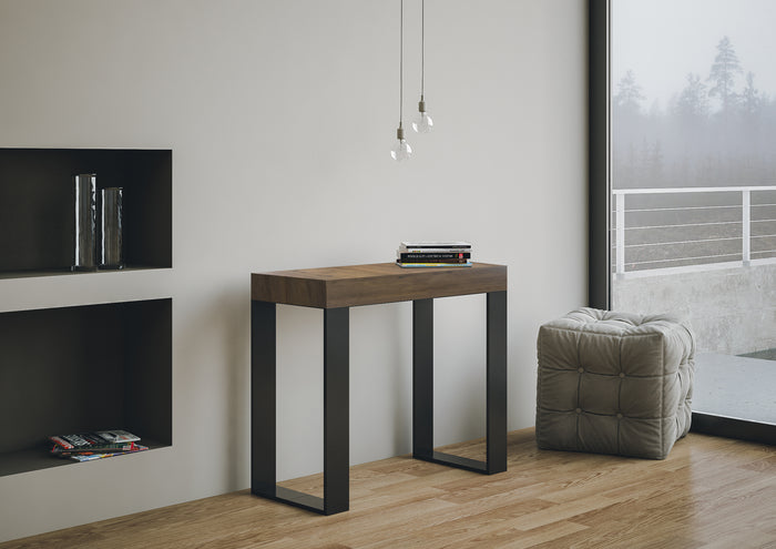 Consolle allungabile 90x40/196 cm Tecno Small Premium Noce telaio Antracite