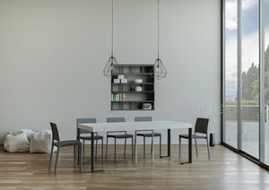 Consolle allungabile 90x40/196 cm Tecno Small Premium Bianco Frassino telaio Antracite