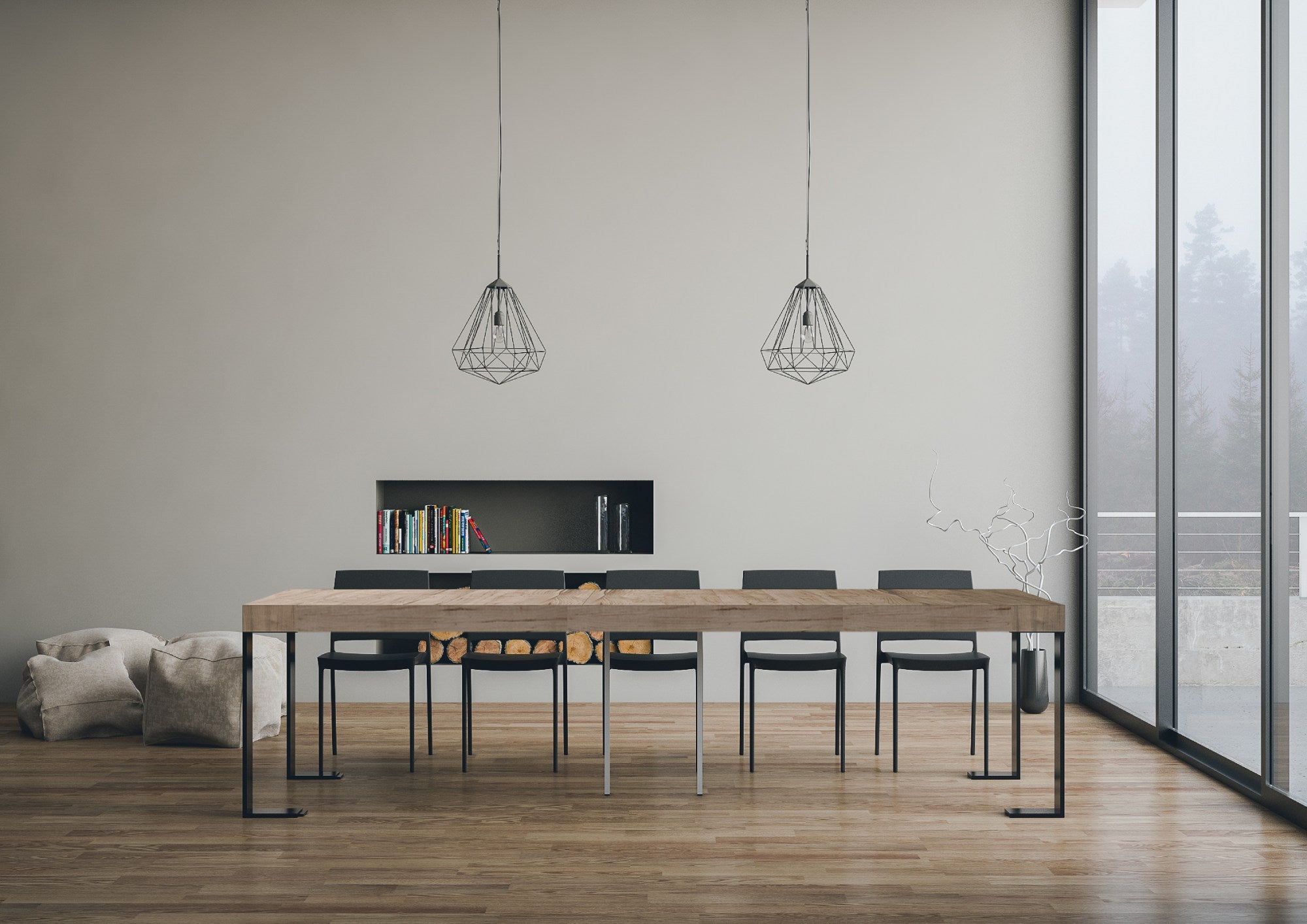 Consolle allungabile 90x40/300 cm Tekno Premium Quercia Natura telaio Antracite