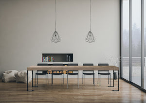 Consolle allungabile 90x40/300 cm Tekno Premium Quercia Natura telaio Antracite