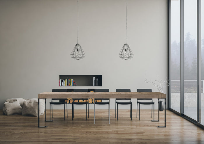 Consolle allungabile 90x40/300 cm Tekno Premium Quercia Natura telaio Antracite