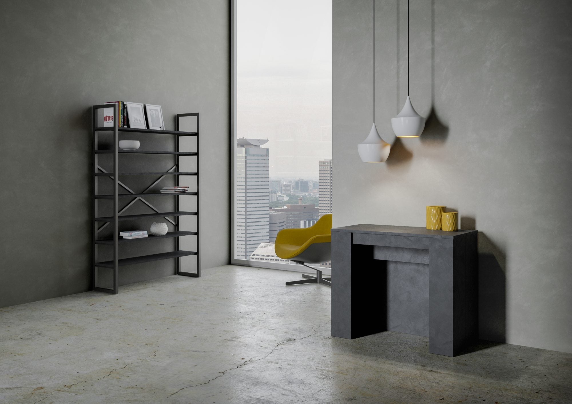 Consolle allungabile 90x48/296 cm Venys Antracite Spatolato