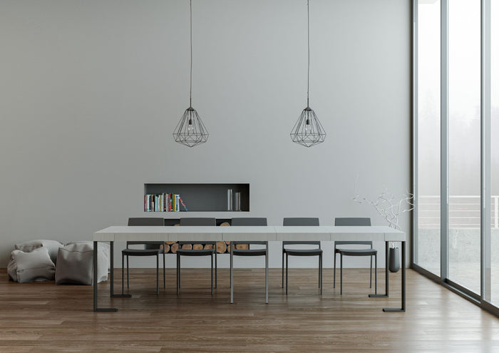 Consolle allungabile 90x40/300 cm Tekno Premium Bianco Frassino telaio Antracite