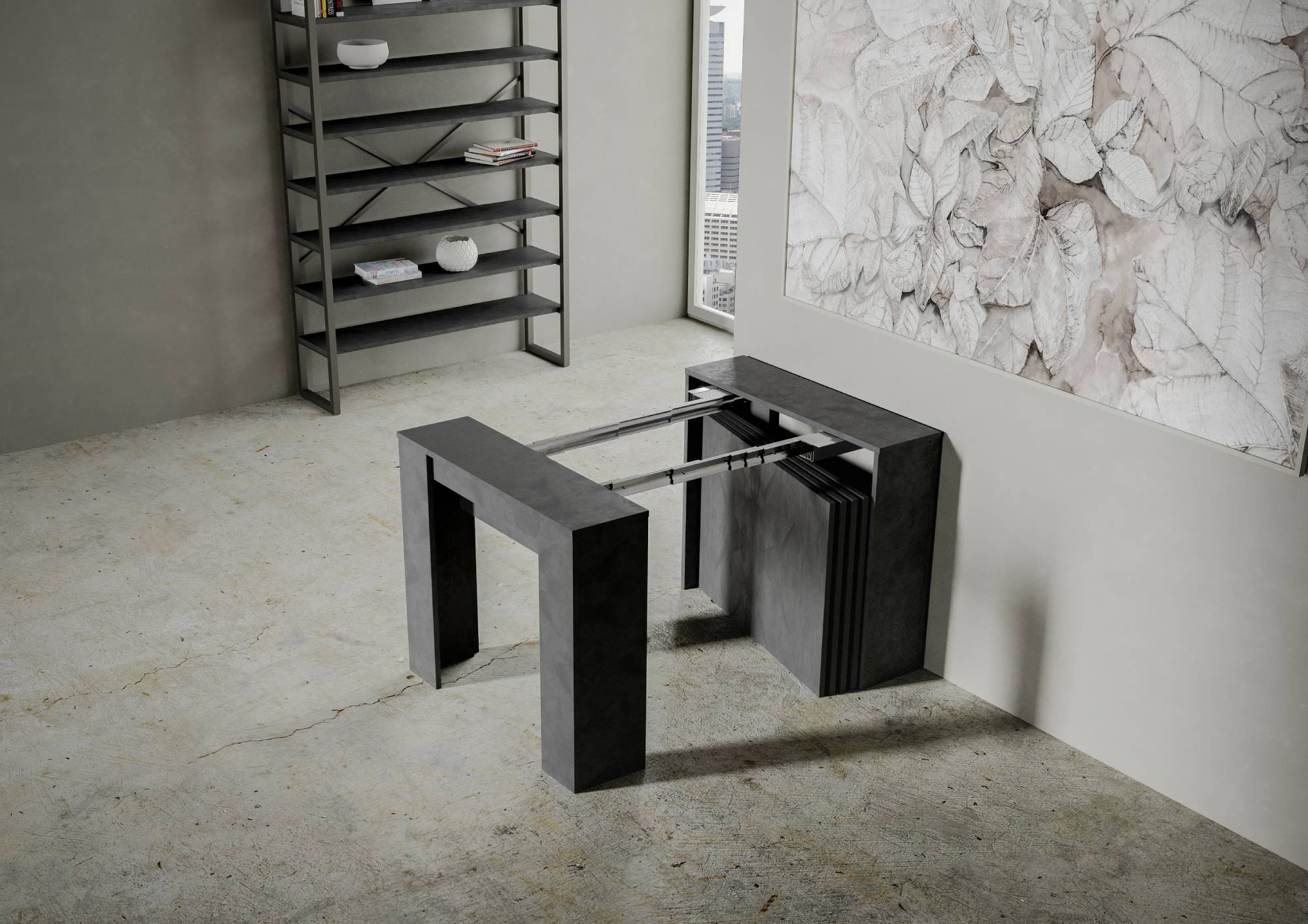 Consolle allungabile 90x48/296 cm Venys Antracite Spatolato