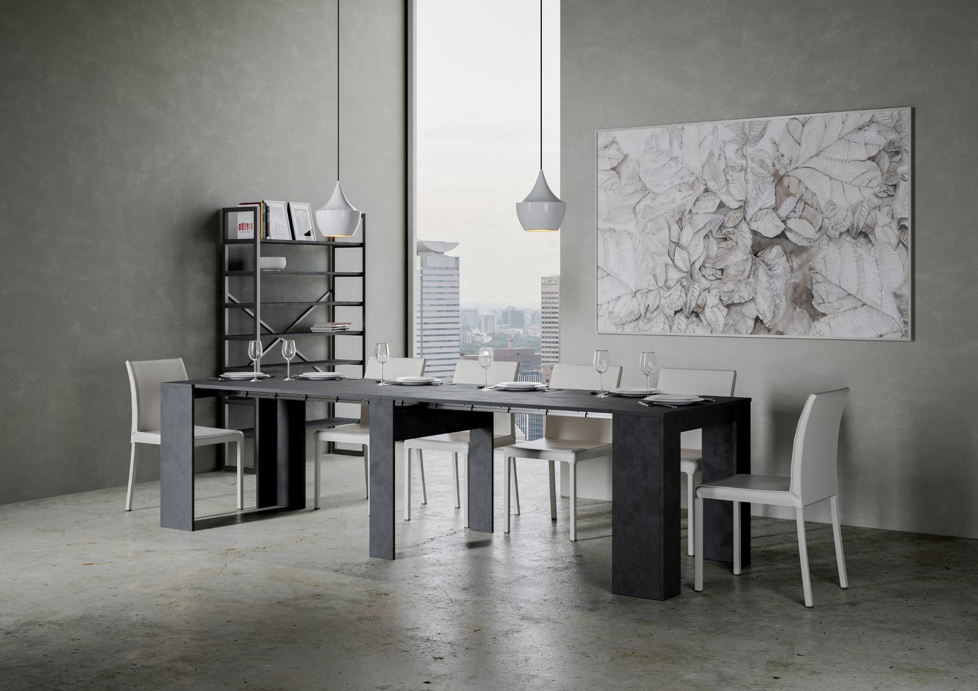 Consolle allungabile 90x48/296 cm Venys Antracite Spatolato