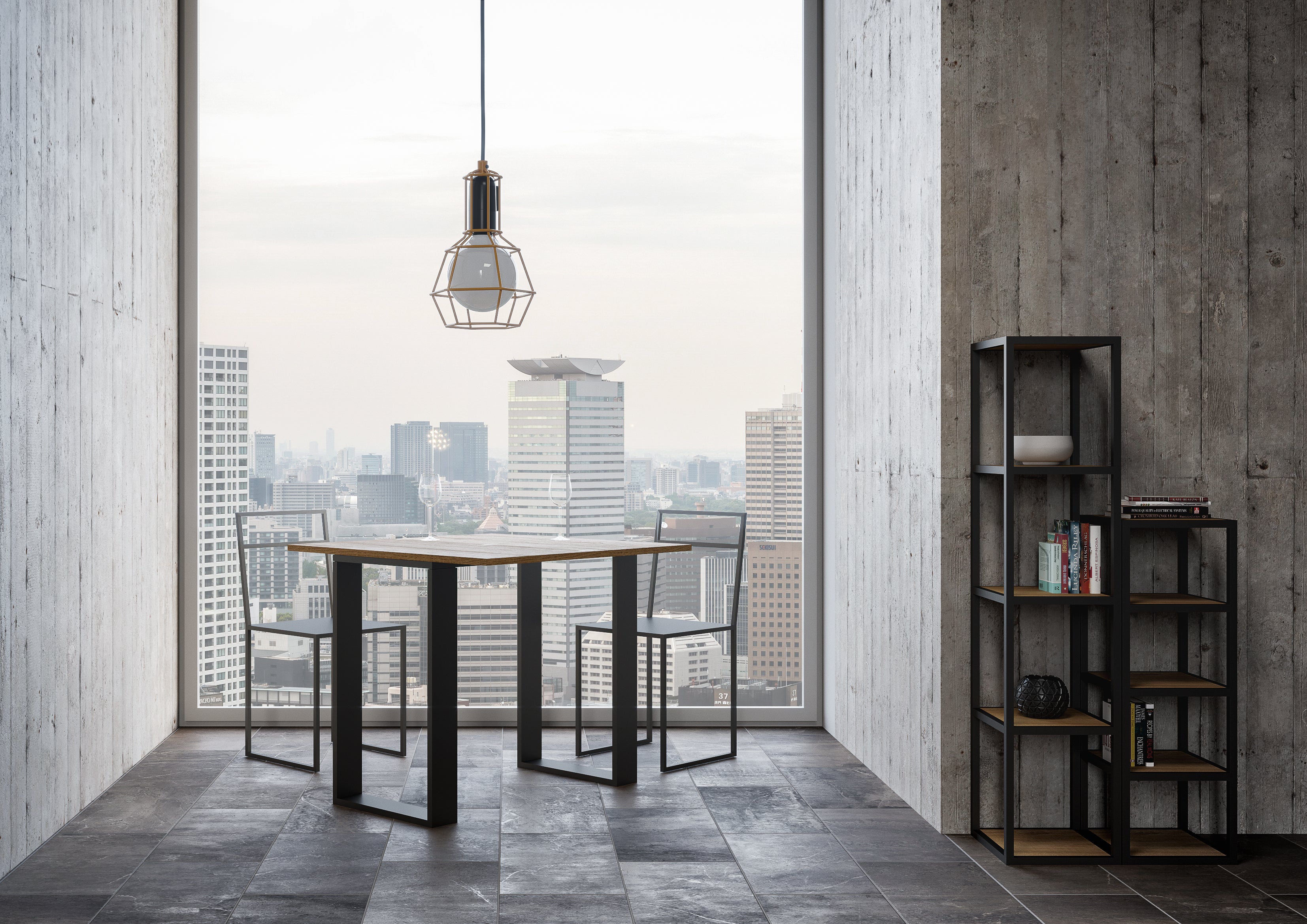 Consolle apribile 90x45/90 cm Tekno Libra Noce telaio Antracite