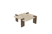 Tavolino in legno "Afrolli" - 90 x 90 x 35 cm - Travertino