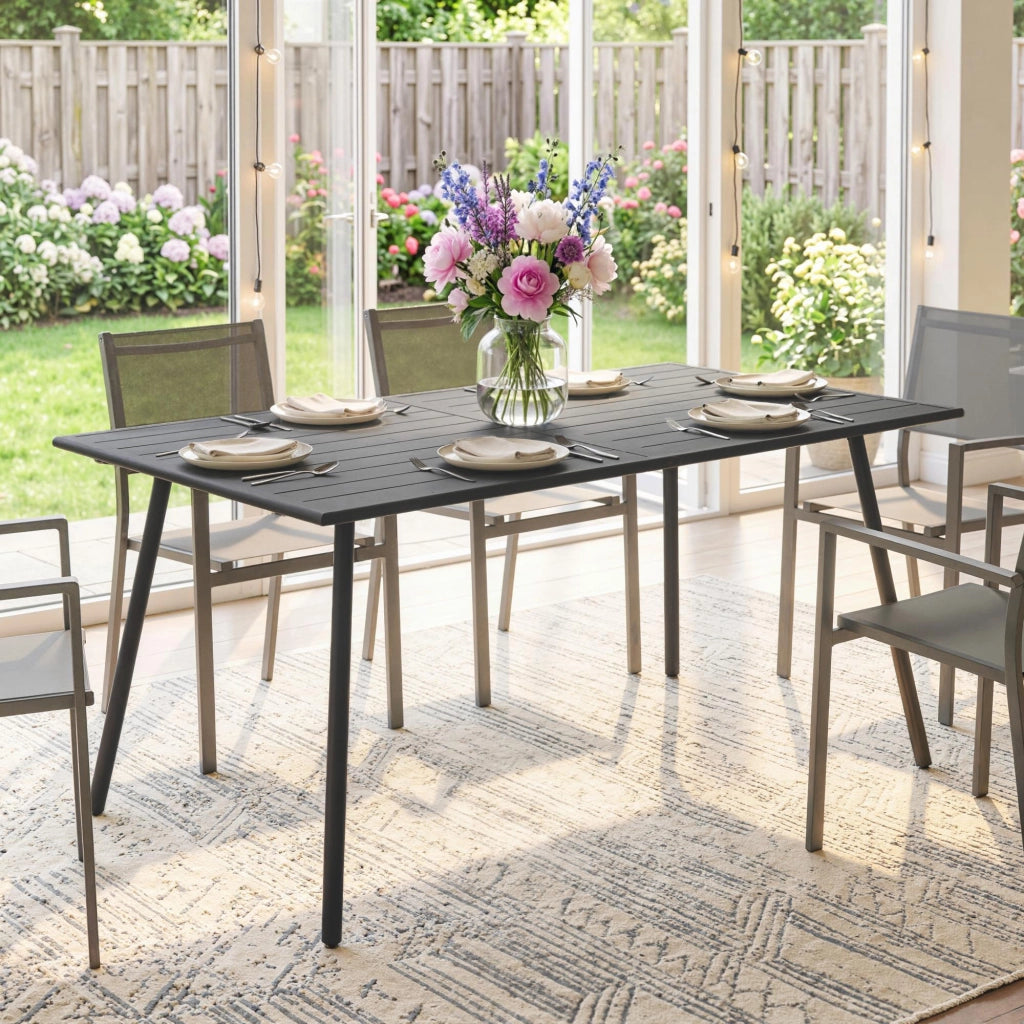 Tavolo da pranzo per giardino ¨C zephmum ¨C 150x80x74 cm, grigio