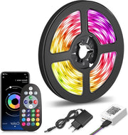 Fascia LED a LED 15M con Bluetooth, illuminazione a stringa per decorazione di casa con telecomando e applicazione per sincronizzazione con la musica.
