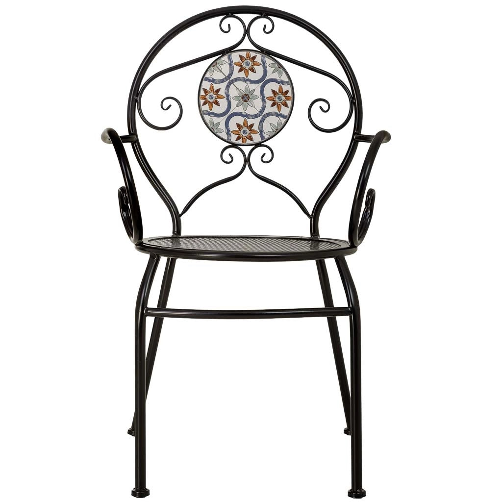 Poltrona in mosaico Arancione e ferro battuto, 58x54x88h cm