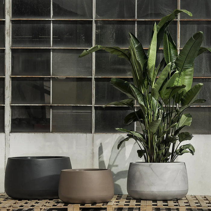 Vaso tondo in resina TITANO diam. 50cm Colore: Bianco