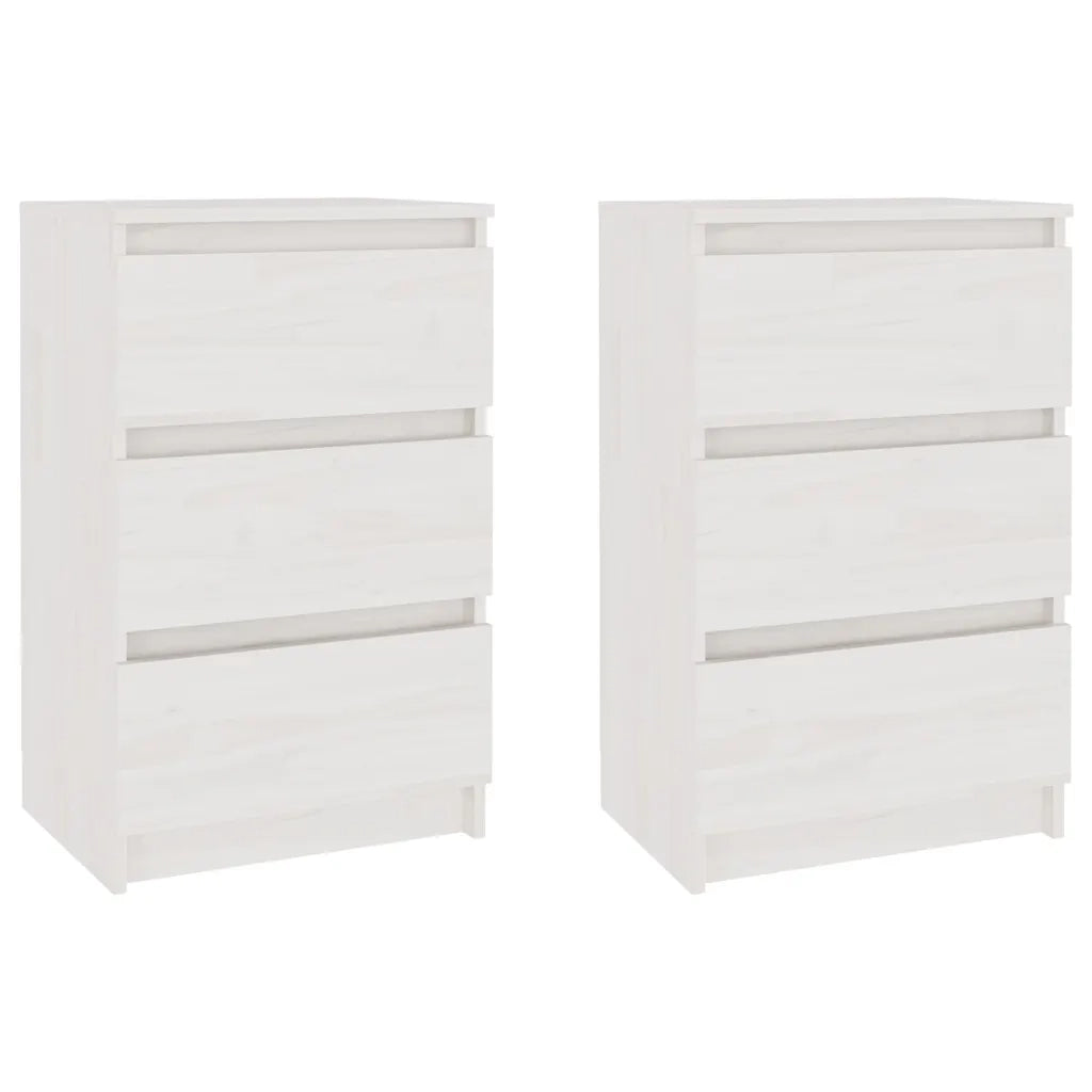 Comodini 2 pz Bianchi 40x29,5x64 cm in Legno Massello di Pino 808086