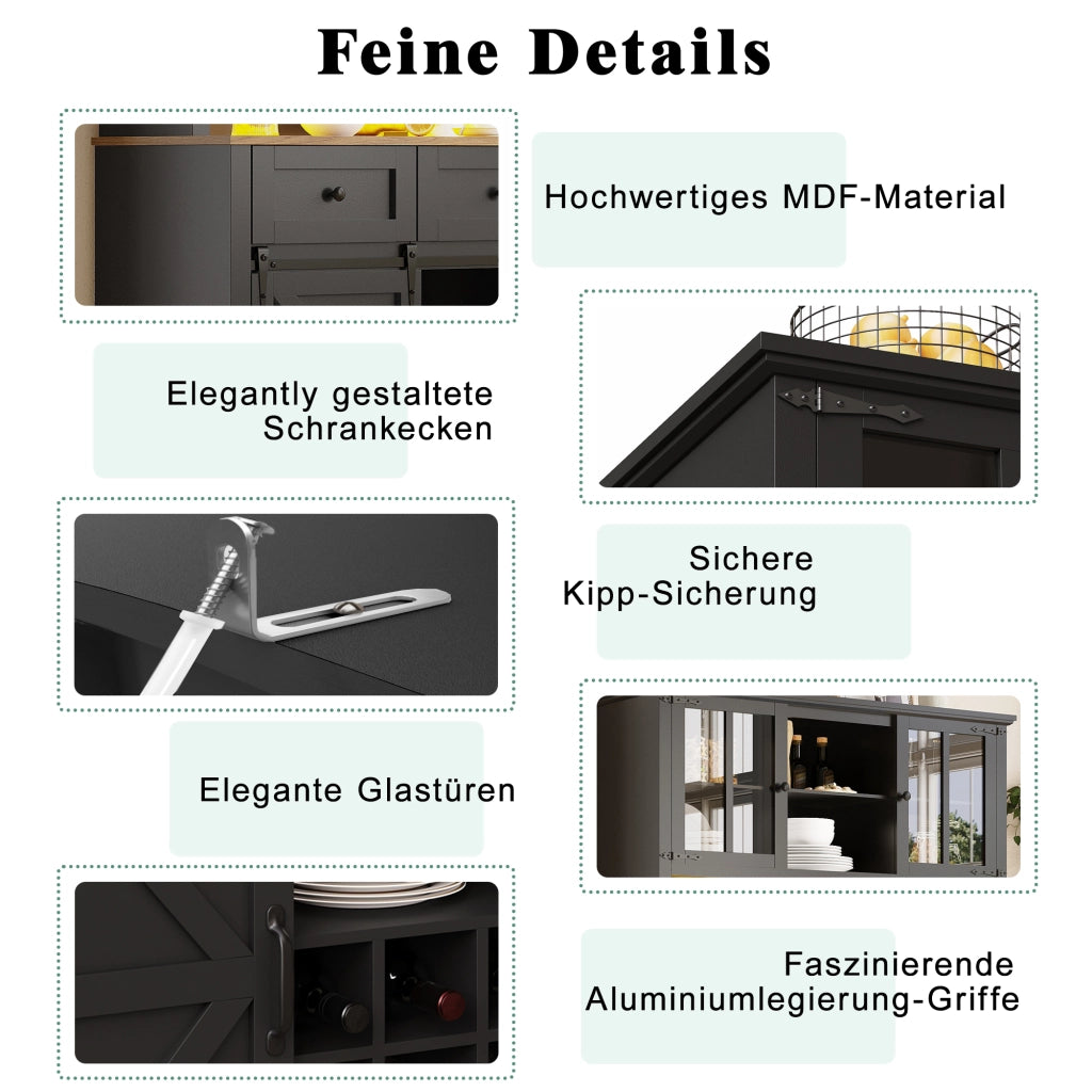 ARMADIO DA CUCINA 105x38,4x180 cm Nero MDF con LED