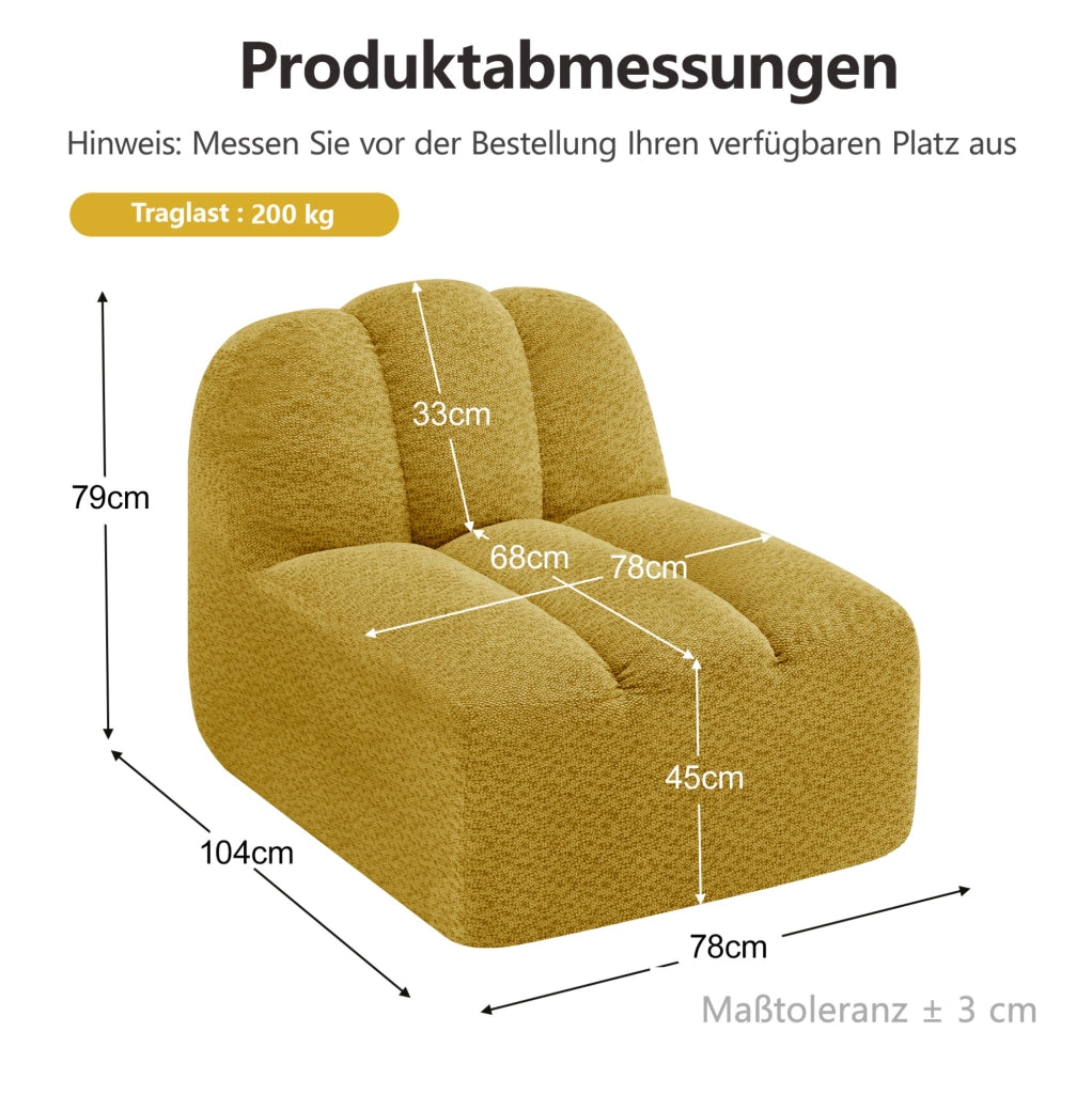 Divano armless Brravo in pile granulare giallo - design ergonomico e modulare