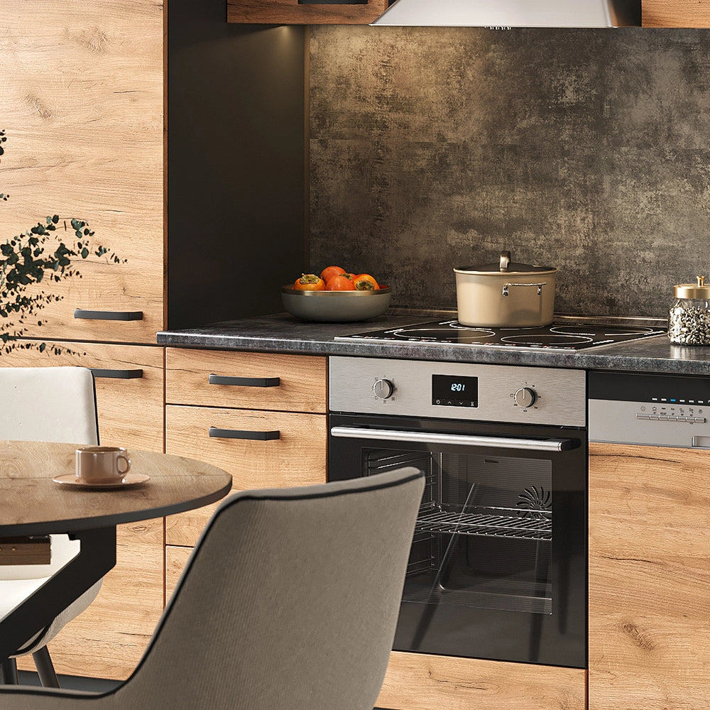 Vicco Cucina componibile Quercia dorata/antracite 270 cm Senza piano di lavoro, con colonna