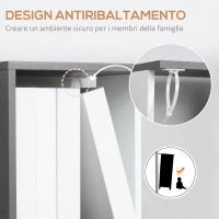 Libreria Moderna Salvaspazio a 5 Ripiani in Legno, 33x28x161cm, Grigio e Bianco
