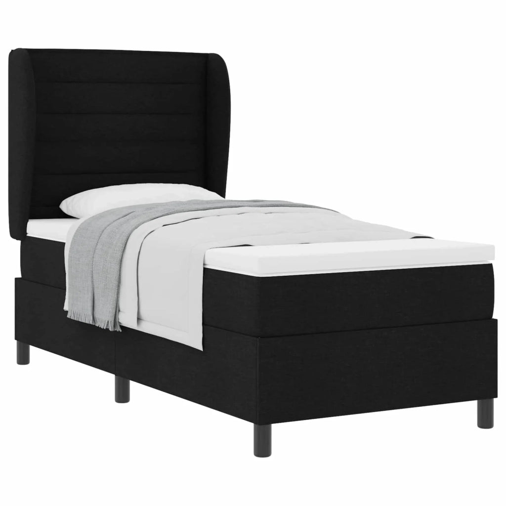 Letto a molle con materasso Nero 100 x 200 cm Tessuto 3340489