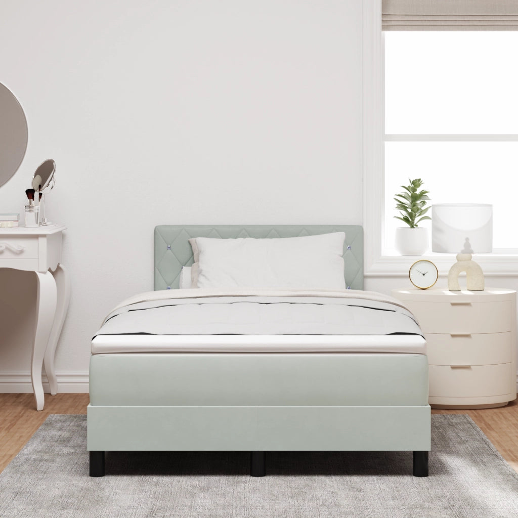 Letto a Molle con Materasso Grigio Chiaro Piccolo Doppio Velluto