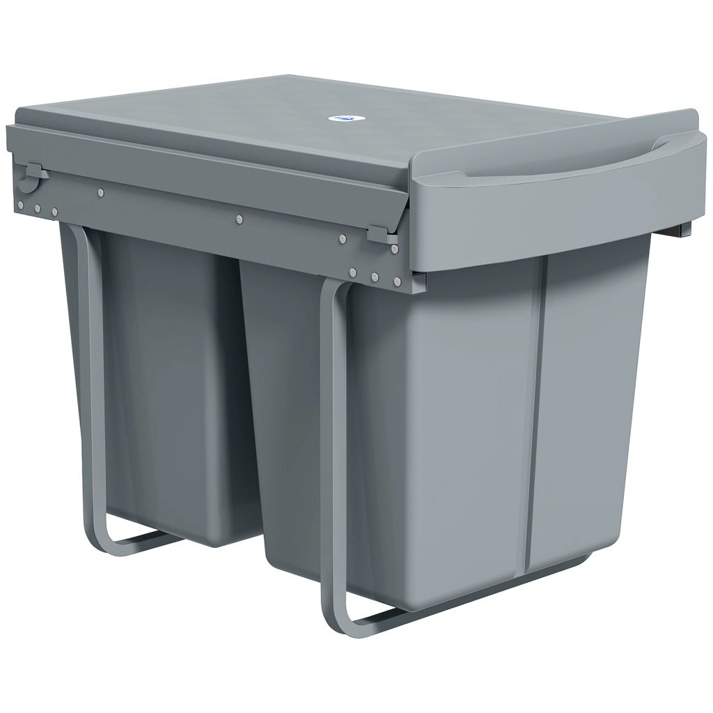 Cestino Sottolavabo 2 Contenitori Estraibili Riciclaggio 20 L ¨C Zephmum ¨C Grigio