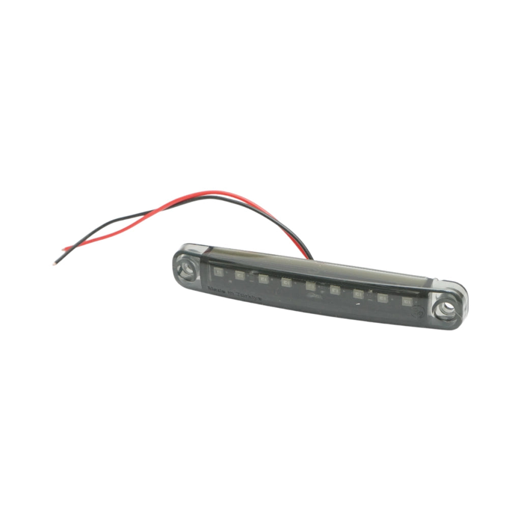 Luce di posizione laterale a LED sottile 12-24V rosso fumé 100x15x10mm FR0176