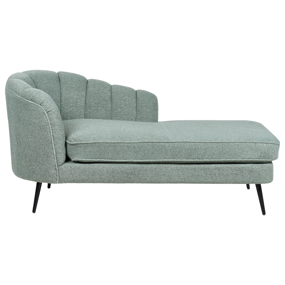 Chaise longue Velluto Verde Rivestimento Gambe In Metallo nero versione sinistra