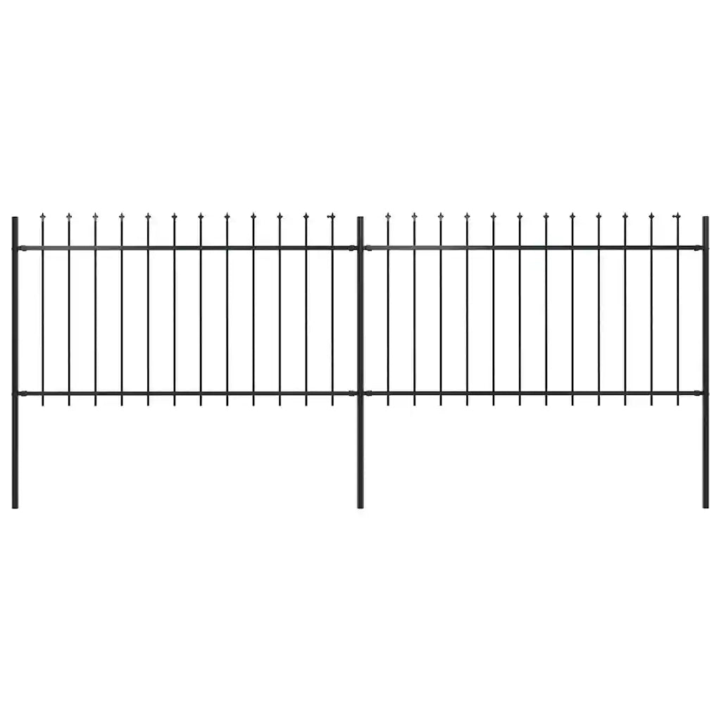 Recinzione da Giardino con Punta a Lancia in Acciaio 337x100 cm Nero 277612