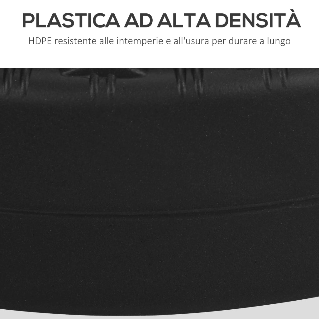 Base per Ombrellone da Giardino 3 m con Maniglie Incorporate, in HDPE e Acciaio, ?51x36 cm, Nero